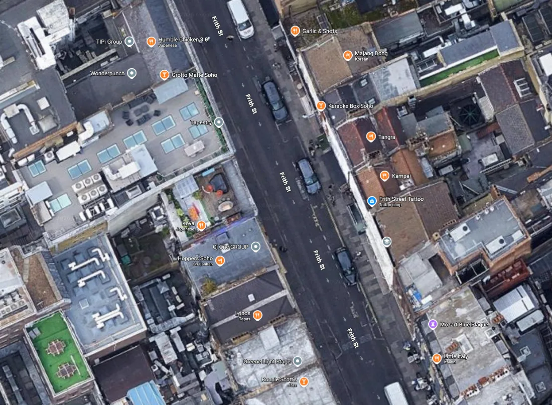 Aerial map of Karaoke Box Soho